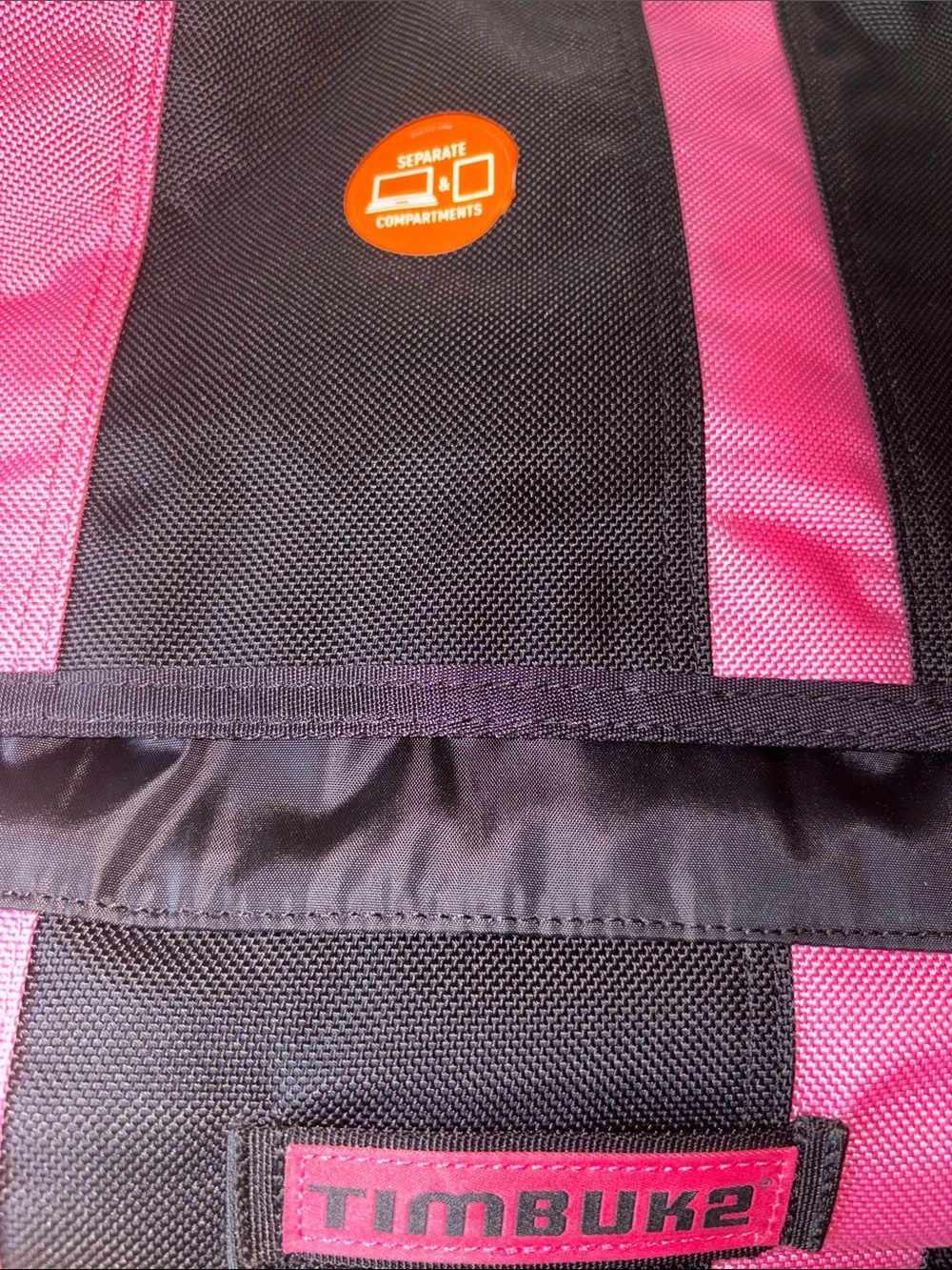 Timbuk2 Pink & Black Messenger Bag with Adjustable Strap